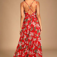 Load image into Gallery viewer, Lulu’s Roaming the Riviera Red Tropical Print Sleeveless Maxi Dress size XS