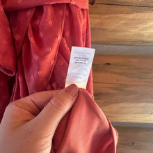 Load image into Gallery viewer, Lulus Have Harmony Mauve Swiss Dot Ruffled Faux Wrap Midi Dress size XS