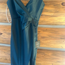 Load image into Gallery viewer, Lulus Hot Night Out Teal Green Satin Surplice Faux-Wrap Dress size XS