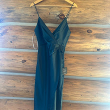 Load image into Gallery viewer, Lulus Hot Night Out Teal Green Satin Surplice Faux-Wrap Dress size XS