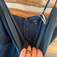 Load image into Gallery viewer, Lulus Hot Night Out Teal Green Satin Surplice Faux-Wrap Dress size XS