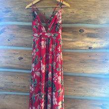 Load image into Gallery viewer, Lulu’s Roaming the Riviera Red Tropical Print Sleeveless Maxi Dress size XS