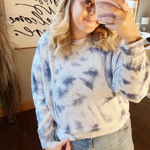 Load image into Gallery viewer, Z Supply Blue & White Claire Cloud Tie Dye Lounge Crewneck Sweatshirt size Small