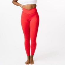 Load image into Gallery viewer, Zyia Light n Tight Cross Front Red Leopard Leggings size 6-8