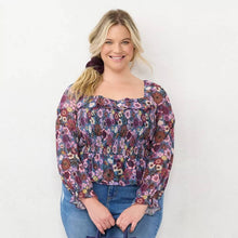 Load image into Gallery viewer, Lauren Conrad Floral Smocked Long Sleeve size 0X