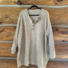 Load image into Gallery viewer, Free People Intimately Around The Clock Henley Sweater Oarmeal Ribbed Pullover size L
