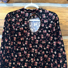 Load image into Gallery viewer, Chris &amp; Carol Floral Velvet Mockneck Swing Dress size Large
