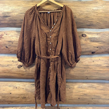 Load image into Gallery viewer, Old Navy Puff-Sleeve Waist-Defined Embroidered Mini Poet Shirt Dress size XXL
