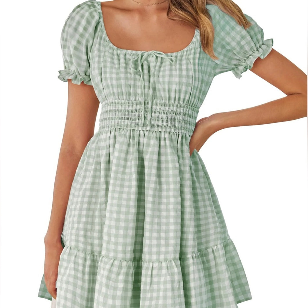 Plaid Square Neck Dress size Large