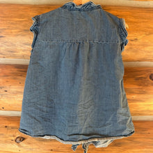 Load image into Gallery viewer, Mazik Ruffle Denim Button Down Top size XL
