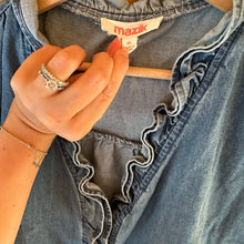 Load image into Gallery viewer, Mazik Ruffle Denim Button Down Top size XL
