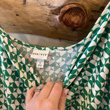 Load image into Gallery viewer, Ava &amp; Viv Womens Midi Dress Green Geometric Print Satin Cowl Neck size 1X
