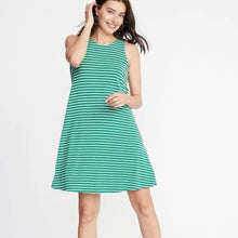 Load image into Gallery viewer, Old Navy Striped Green Swing Dress size Large
