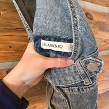 Load image into Gallery viewer, Blank NYC Medium Wash Short Distressed Denim Overalls size M
