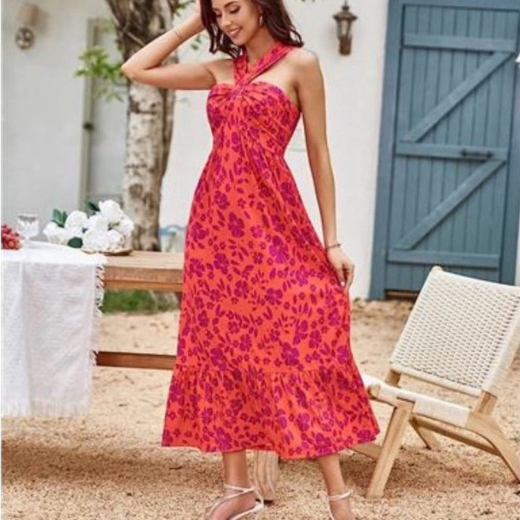 Grace Karin Floral Halter Dress size Large