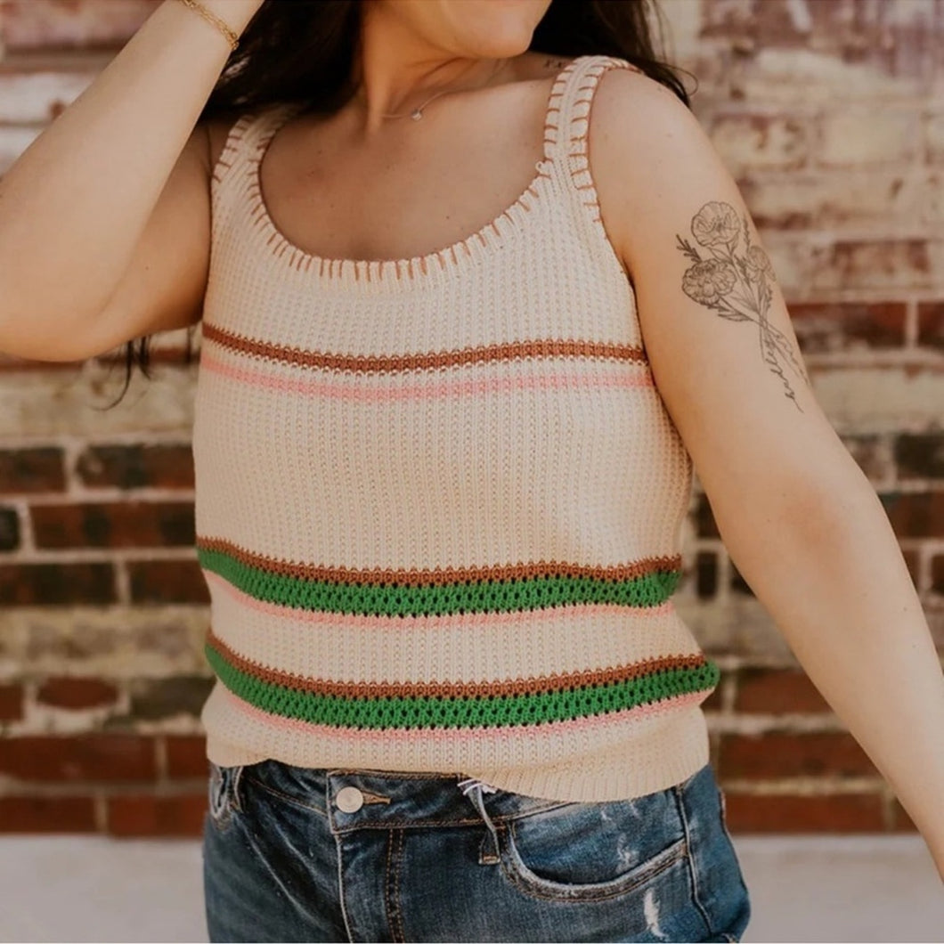 NWT Wishlist Crochet Stripe Tank size S