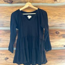 Load image into Gallery viewer, Anthropologie Maeve Isola Tiered Babydoll Black Blouse size XS
