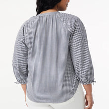 Load image into Gallery viewer, Free Assembly Women&#39;s 3/4 Sleeve Gathered Button Down Top size Large
