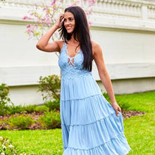 Load image into Gallery viewer, Entro Lace Blue Midi Dress size S
