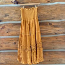 Load image into Gallery viewer, Zesica Tiered Smocked Strapless Mustard Maxi Dress size Medium
