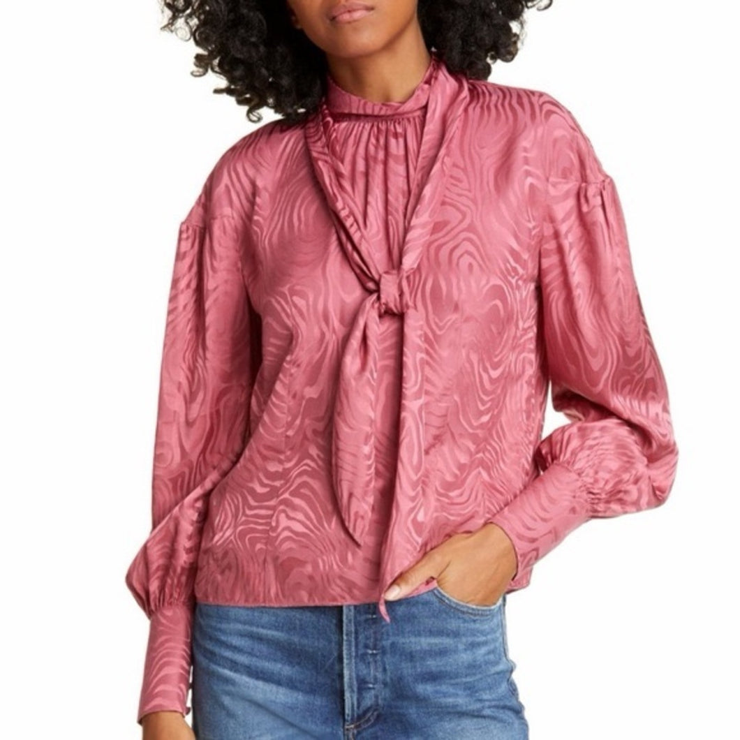 Rebecca Taylor Swirl Tie Neck Blouse size 4