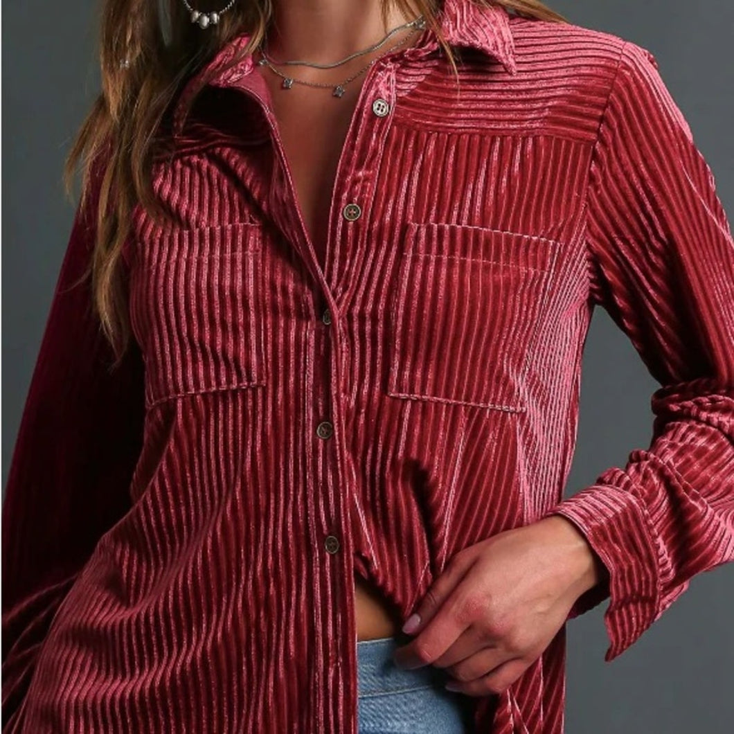 Umgee Crushed Velvet Button Down size 2X
