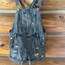 Load image into Gallery viewer, Blank NYC Medium Wash Short Distressed Denim Overalls size M
