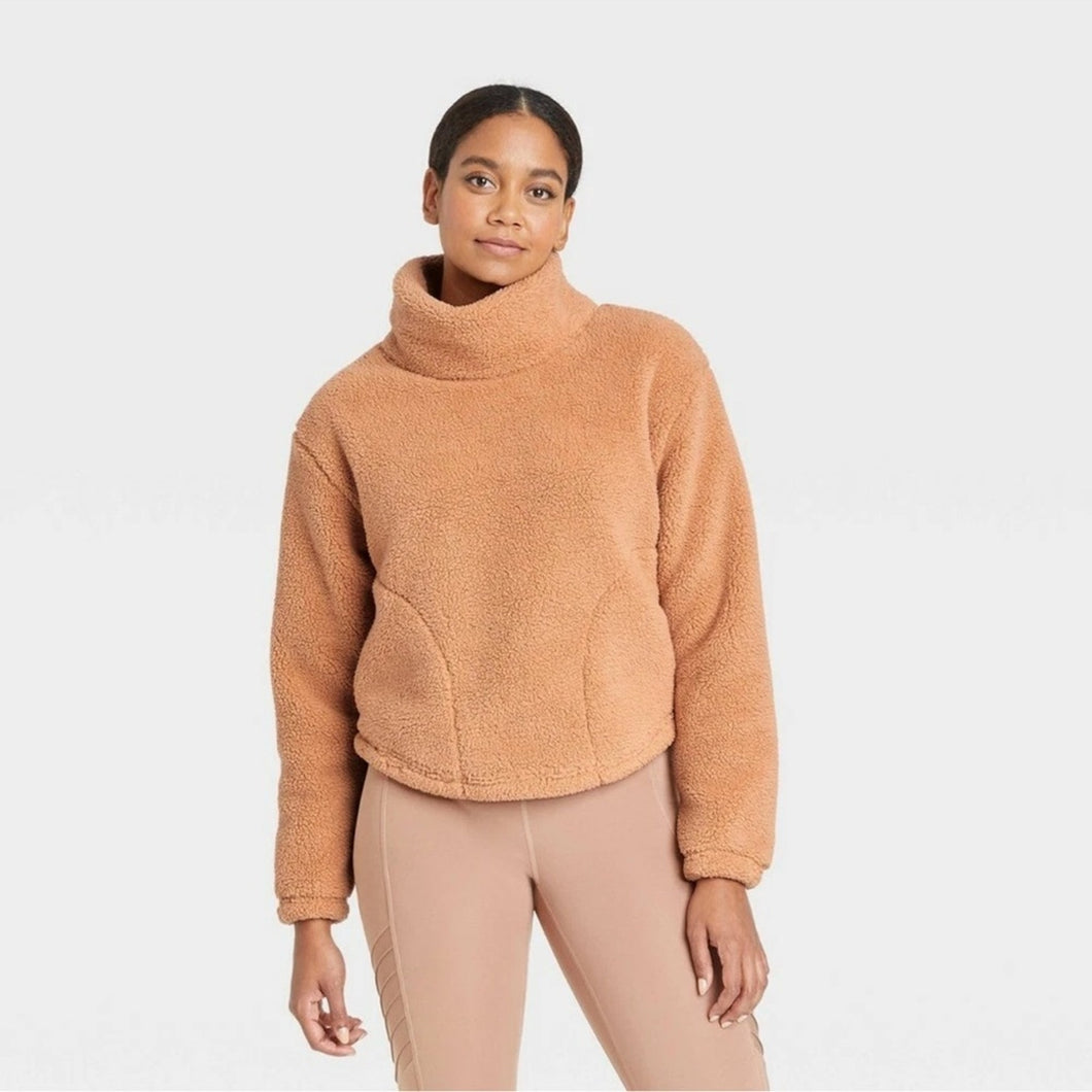 Cozy Cowl Neck Pullover Sweatshirt - All in Motion Camel Small