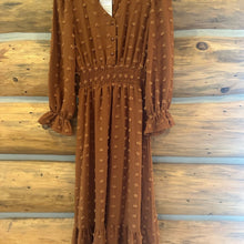 Load image into Gallery viewer, NWT Fashion Swiss Dot Rust Long Sleeve Dress size S
