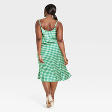 Load image into Gallery viewer, Ava &amp; Viv Womens Midi Dress Green Geometric Print Satin Cowl Neck size 1X
