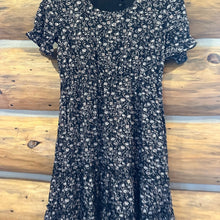 Load image into Gallery viewer, NWT MikaRose Renee Dress in Black Hydrangea size S

