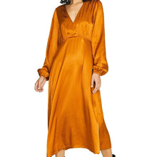 Load image into Gallery viewer, Sanctuary Satin Burnt Orange Earth Bound Dotted Midi Dress size 6
