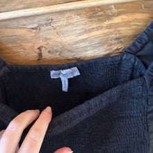 Load image into Gallery viewer, Anthropologie Conditions Apply Smocked Black Women’s Blouse size M
