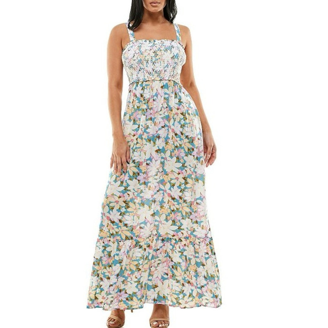 Lily Rose Smocked Floral Bodice Maxi Dress size S