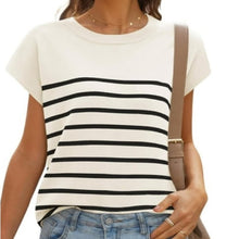 Load image into Gallery viewer, Mirol Striped Short Sleeve Top size M
