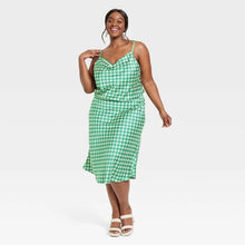 Load image into Gallery viewer, Ava &amp; Viv Womens Midi Dress Green Geometric Print Satin Cowl Neck size 1X
