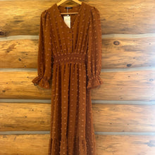 Load image into Gallery viewer, NWT Fashion Swiss Dot Rust Long Sleeve Dress size S
