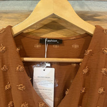 Load image into Gallery viewer, NWT Fashion Swiss Dot Rust Long Sleeve Dress size S
