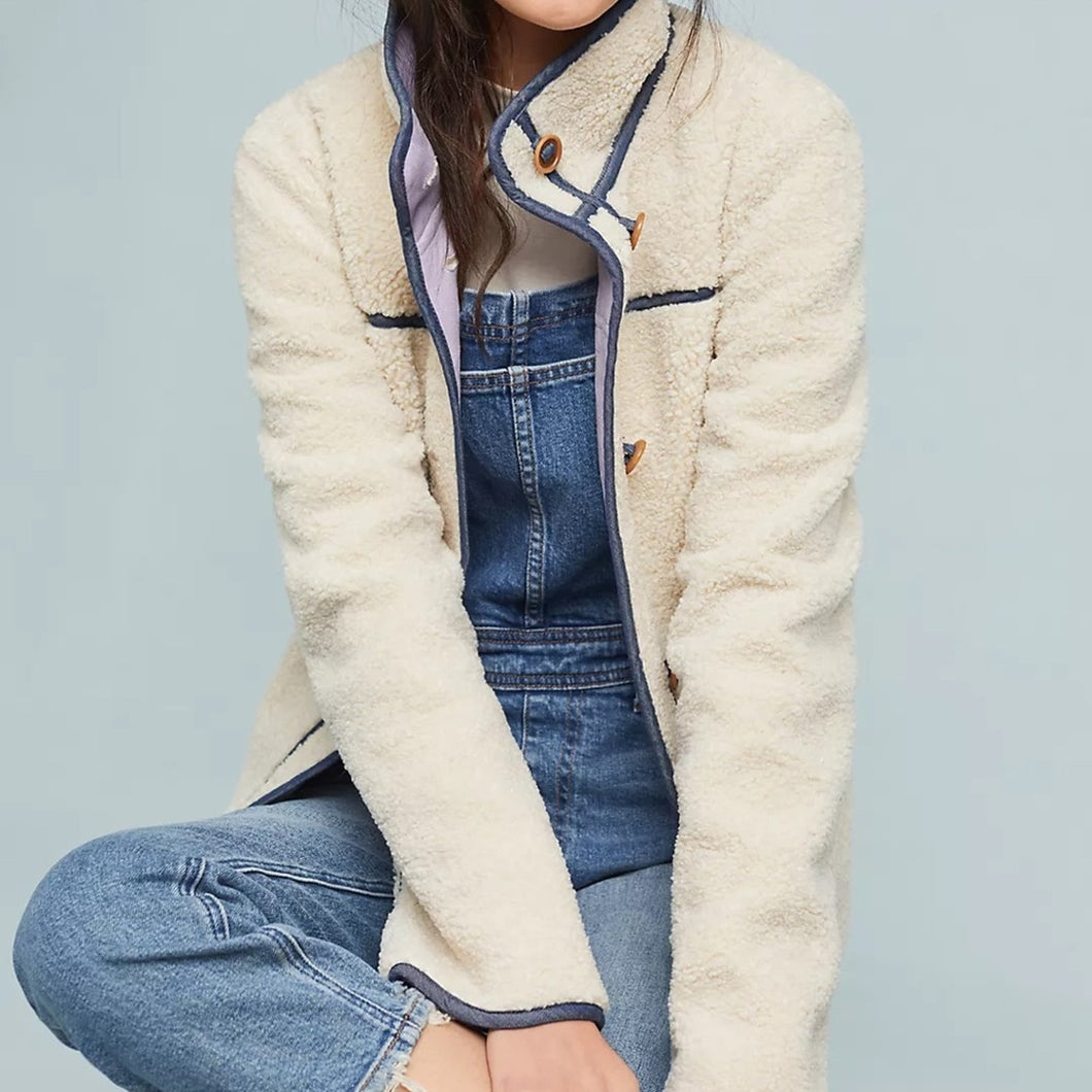 By Anthropologie Piped Sherpa Jacket size Large