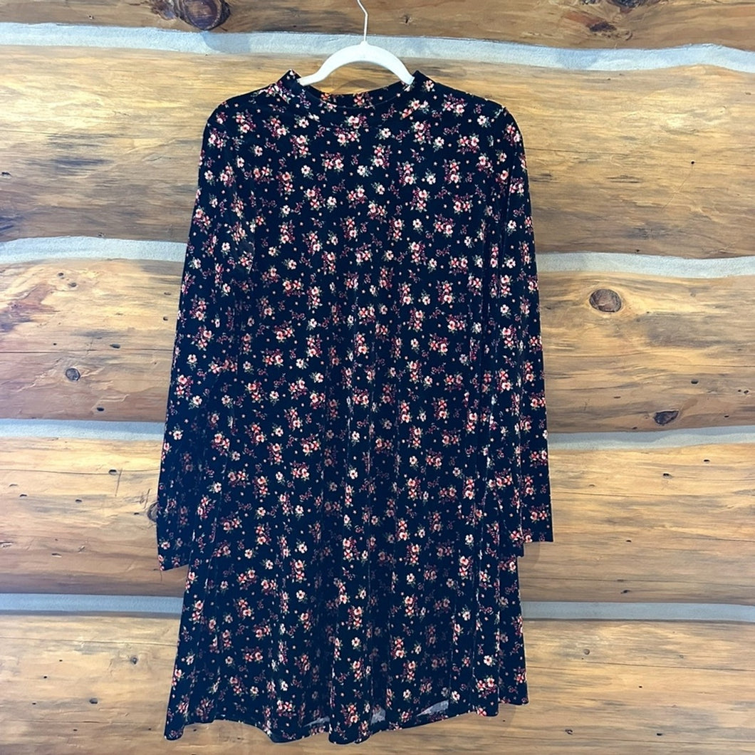 Chris & Carol Floral Velvet Mockneck Swing Dress size Large