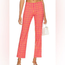 Load image into Gallery viewer, NWT Lovers &amp; Friends Rodeo Pant in Pink &amp; Orange Plaid size S
