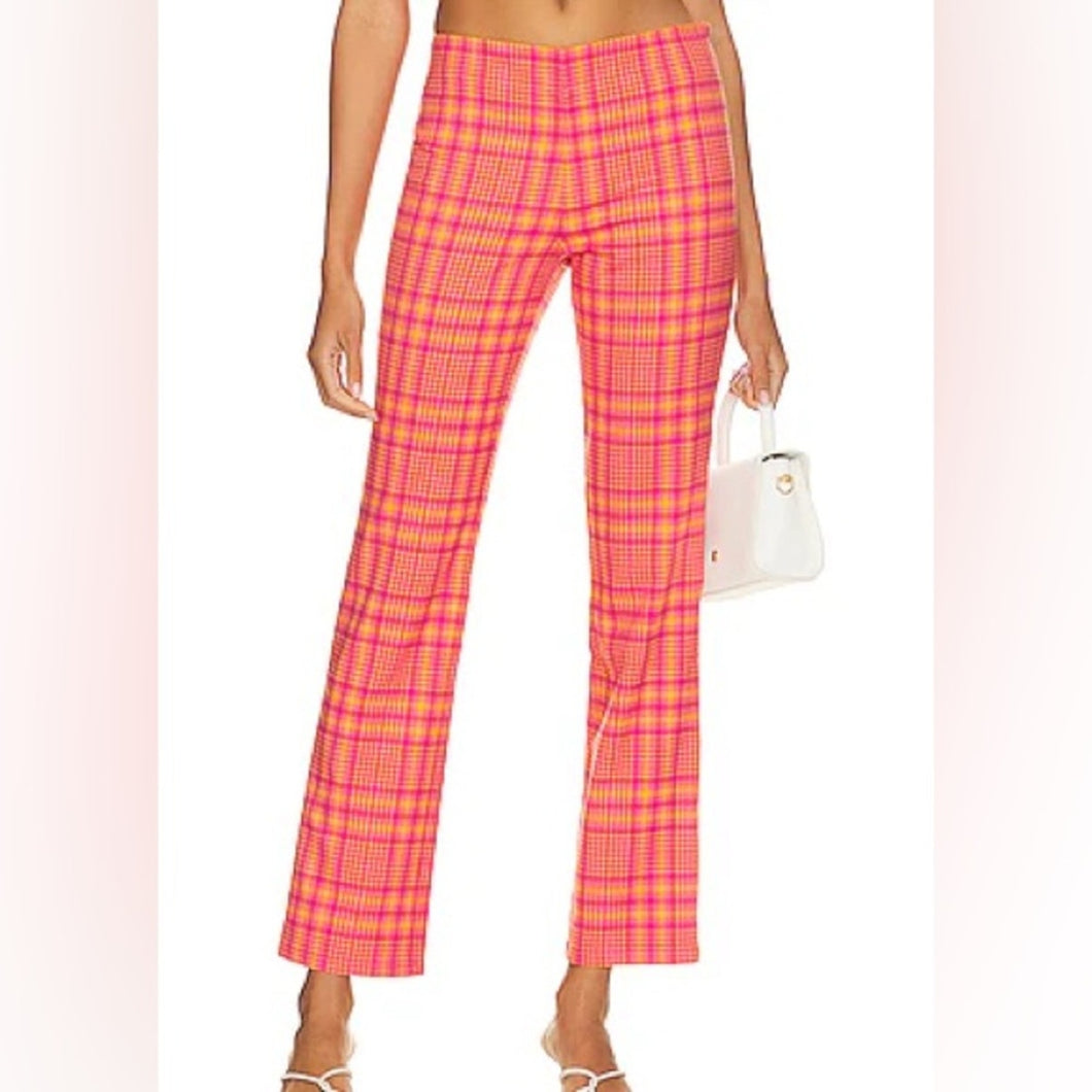 NWT Lovers & Friends Rodeo Pant in Pink & Orange Plaid size S