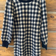 Load image into Gallery viewer, Adora Navy Checkered Sweater Dress size L
