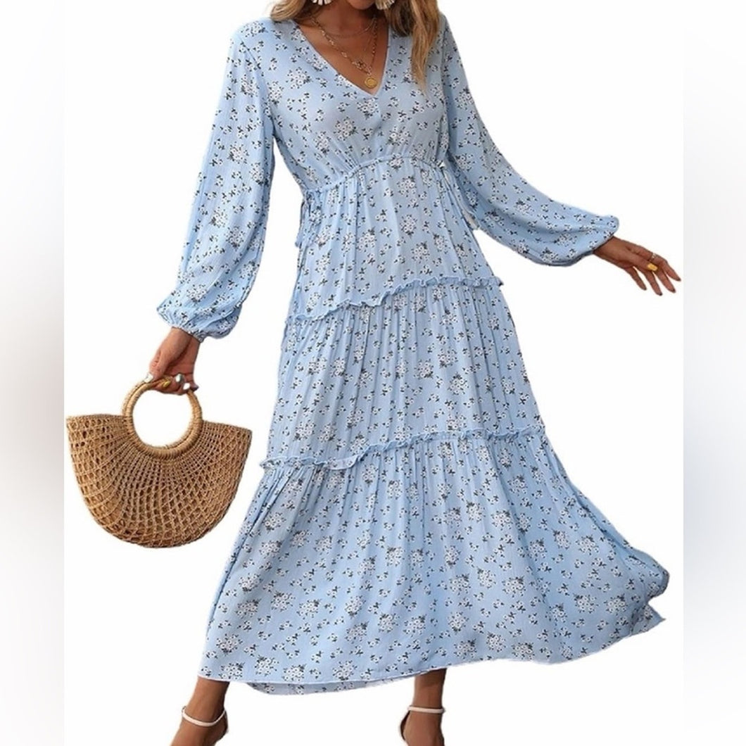 NWT New Fashion Women’s V Neck Floral Dress size L