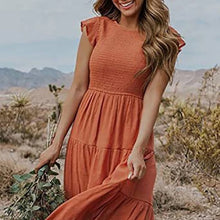 Load image into Gallery viewer, Zesica Smocked Rust Midi Dress size M
