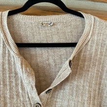 Load image into Gallery viewer, Free People Intimately Around The Clock Henley Sweater Oarmeal Ribbed Pullover size L

