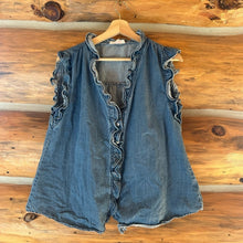 Load image into Gallery viewer, Mazik Ruffle Denim Button Down Top size XL
