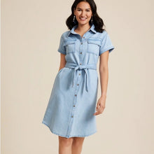 Load image into Gallery viewer, NWT Maurice’s Denim Tie Waist Mini Shirt Dress size XXL
