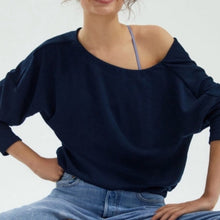 Load image into Gallery viewer, Anthropologie Maeve Kasi Ribbed Pullover Navy Blue size XS
