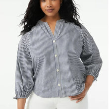 Load image into Gallery viewer, Free Assembly Women&#39;s 3/4 Sleeve Gathered Button Down Top size Large
